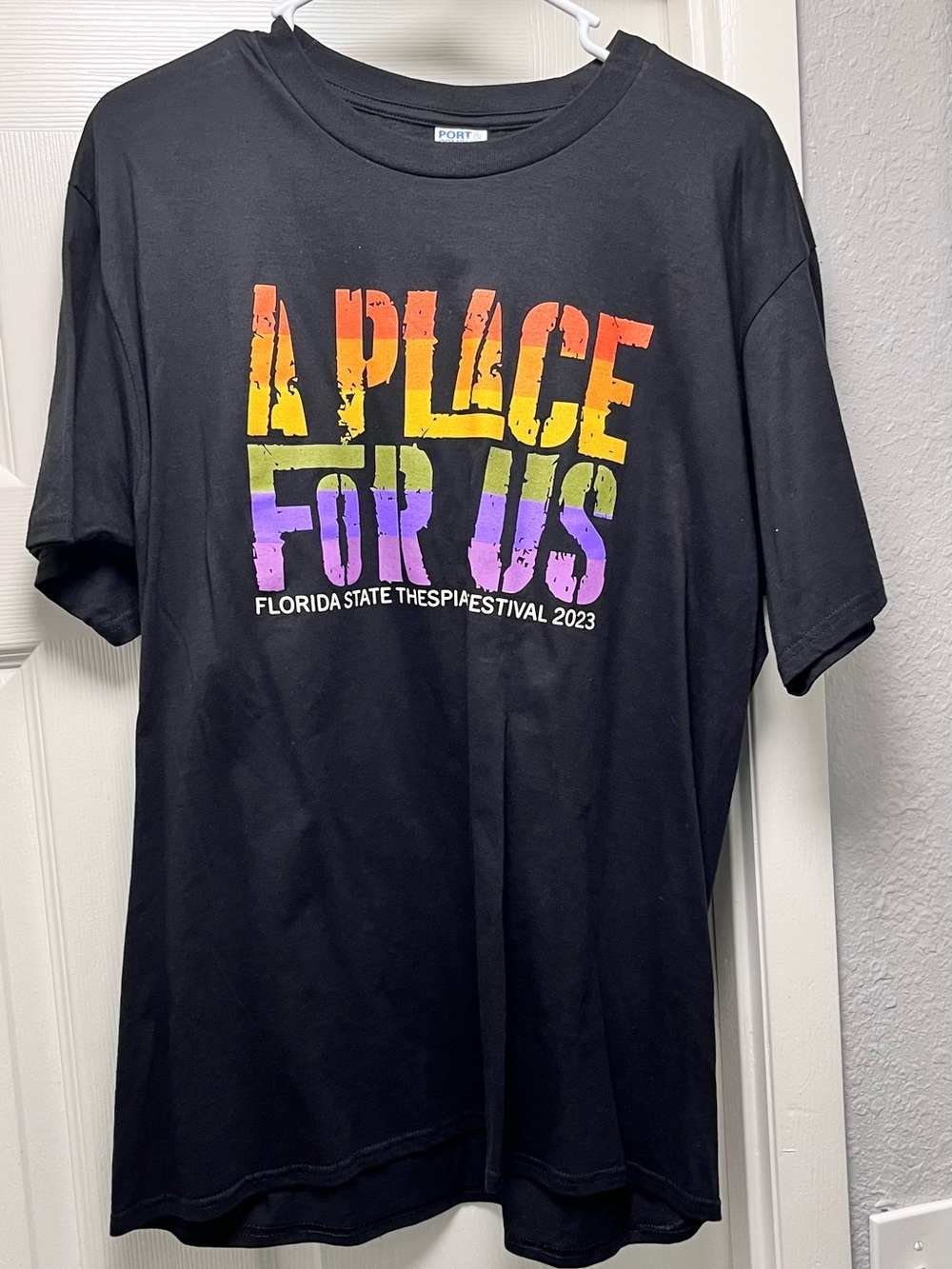 Rainbow Club Black Short Sleeve Tee with Rainbow Graphic